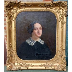 Emilie Bruine-preyat Paris Portrait Of A Young Girl Oil On Canvas 1852