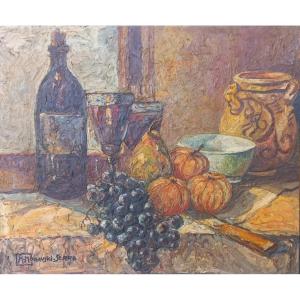 Mr. Moravski Serre (nice) Still Life 20th Century Oil On Panel