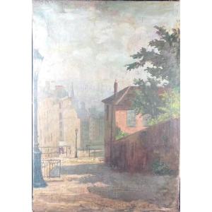 The Cabaret "le Lapin Agile" In Montmartre, Paris, And The Berlioz House, Oil On Canvas 