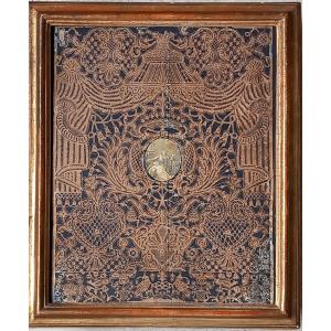 Canivet Papier Découpé 17th Century Pieta Medallion By Mignard