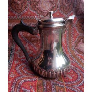 Louis XV Silver Marabout Coffee Pot With Chiselled Decoration Paris Langlois Silversmith