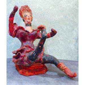 La Goulue Polychrome Cement Sculpture