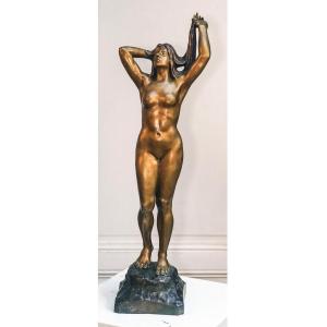 Arthur Puyt, Bronze Sculpture, Art Deco Bather 