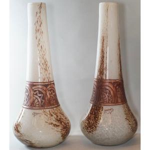Théodore Legras, Pair Of Art Deco Vases.