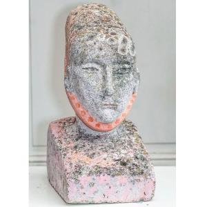 Terracotta Regional Woman Face With Headdress.