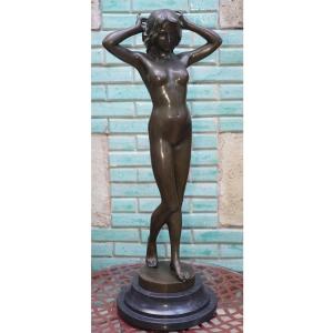 "awakening", Bronze Woman Sculpture Signed Pitta Luga.