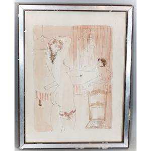Georges Braem, Erotic Watercolor Drawing