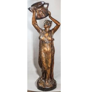 F. Gross - Goldscheider, Water Carrier, Polychrome Terracotta