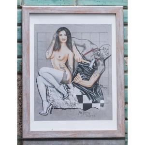 Serge Contat, Lithograph I, Sculptor By Cserg Painter In Saint Tropez