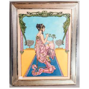 Georges Barbier, Woman In Pink, Original Stencil 1911