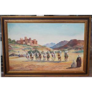 émile Jantet, Orientalist Fantasia, Oil On Wood