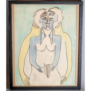 Gennaro Ipolito, Pastel Drawing On Paper Under Glass