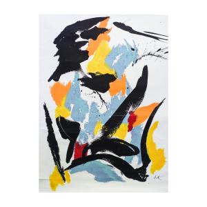 Jean Miotte, Composition Screen Print On Canvas