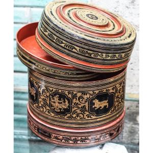 Burmese Betel Box, Lacquered Wood