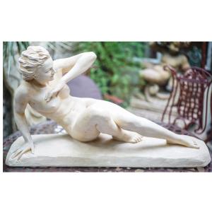A. Brochard, Terracotta, Art Deco Lying Woman