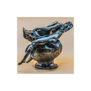 Jean-paul Aube, Art Nouveau Pewter Sculpture, Thiébaut Frères Fondeurs Paris