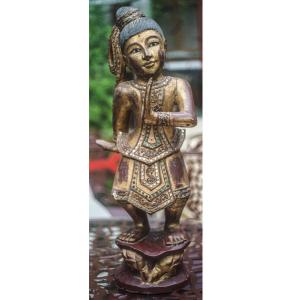 Danseuse Birmane En Bois Doré