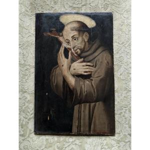 Saint Francis Oil On Panel XVI Circa 1600