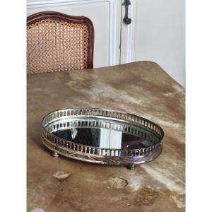 Louis XVI Style Oval Table Centrepiece In Silver Metal, 19th Century