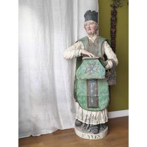 Large Polychrome Wooden Statue Of Saint Yves (sant Erwan), 18th Century