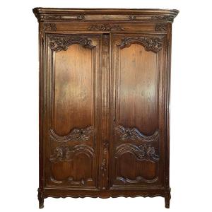 Carved Oak Cabinet With Foliage And Flower Decor, Late 18th Century