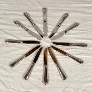 François Frionnet. 12 Silver-plated Fruit Knives In The Louis XV Style
