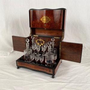 Liqueur Cellar In Burr Walnut And Brass Marquetry, Napoleon III Period