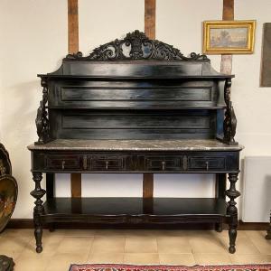Large Napoleon III Style Sideboard, Blackened Wood And Ebony Veneer
