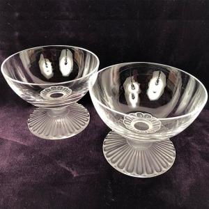 Lalique, Pair Of Crystal Heeled Cups