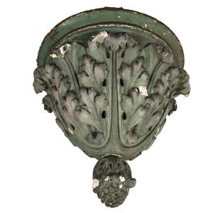 Large Wall Console, Green Plaster Church Statue Support