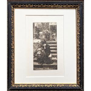 James Tissot, Reverie, Etching 