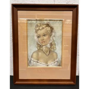Pastel Painting By Jac Dum, 20th Century