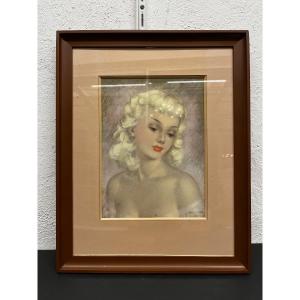 Pastel Painting By Jac Dum, 20th Century