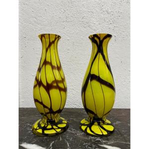 Pair Of Blown Glass Vases