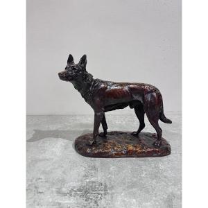 Bronze German Shepherd Dog Of Albert-pierre Laplanche 