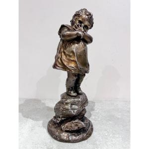Bronze Sculpture Of A Small Child Saying "oh! Hey!" By Alfred Grevin And Friedrich Beer, 19th Century