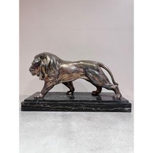 Silvered Bronze "merchant Lion", Art Deco, 20th Century