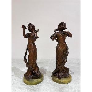Pair Of Marvelous Spelter Figures, 20th Century