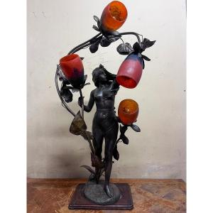 Art Nouveau Bronze Floor Lamp