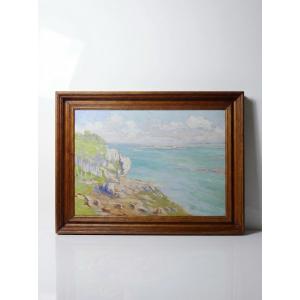 Large Seascape With Cliffs, Oil On Framed Panel, By Paul Ruben (1882-1955)
