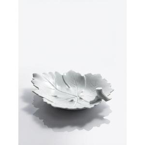 Large Celadon Porcelain Vine Leaf Bowl By L. Michelaud, Limoges, 1930-1950