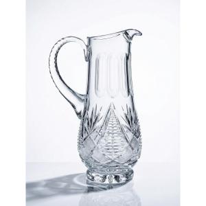 Large Cut Crystal Water Pitcher, European Crystal Makers, 20th Century