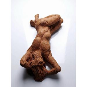 Signed, Raw Terracotta Sculpture Of A Reclining Female Nude, 1970s-1980s