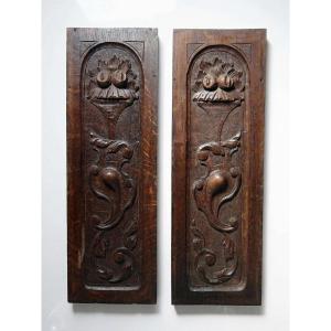 Pair Of Antique 19th-century Carved Wooden Decorative Wall Panels