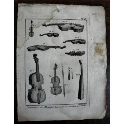Original Engravings Plates Of Musical Instruments Encyclopedia Diderot And d'Alembert, 18th C