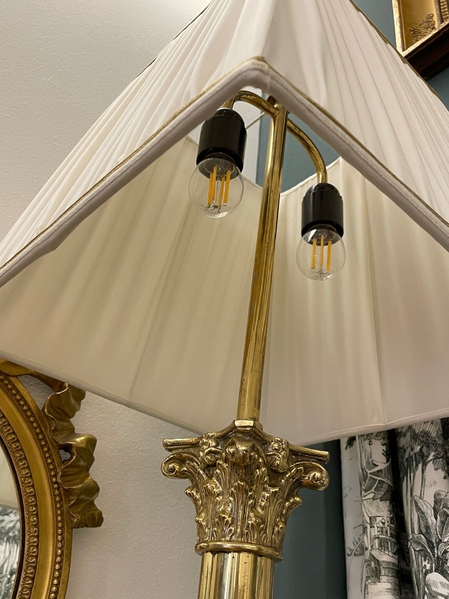 Lampada di ottone dorato a colonna-photo-2