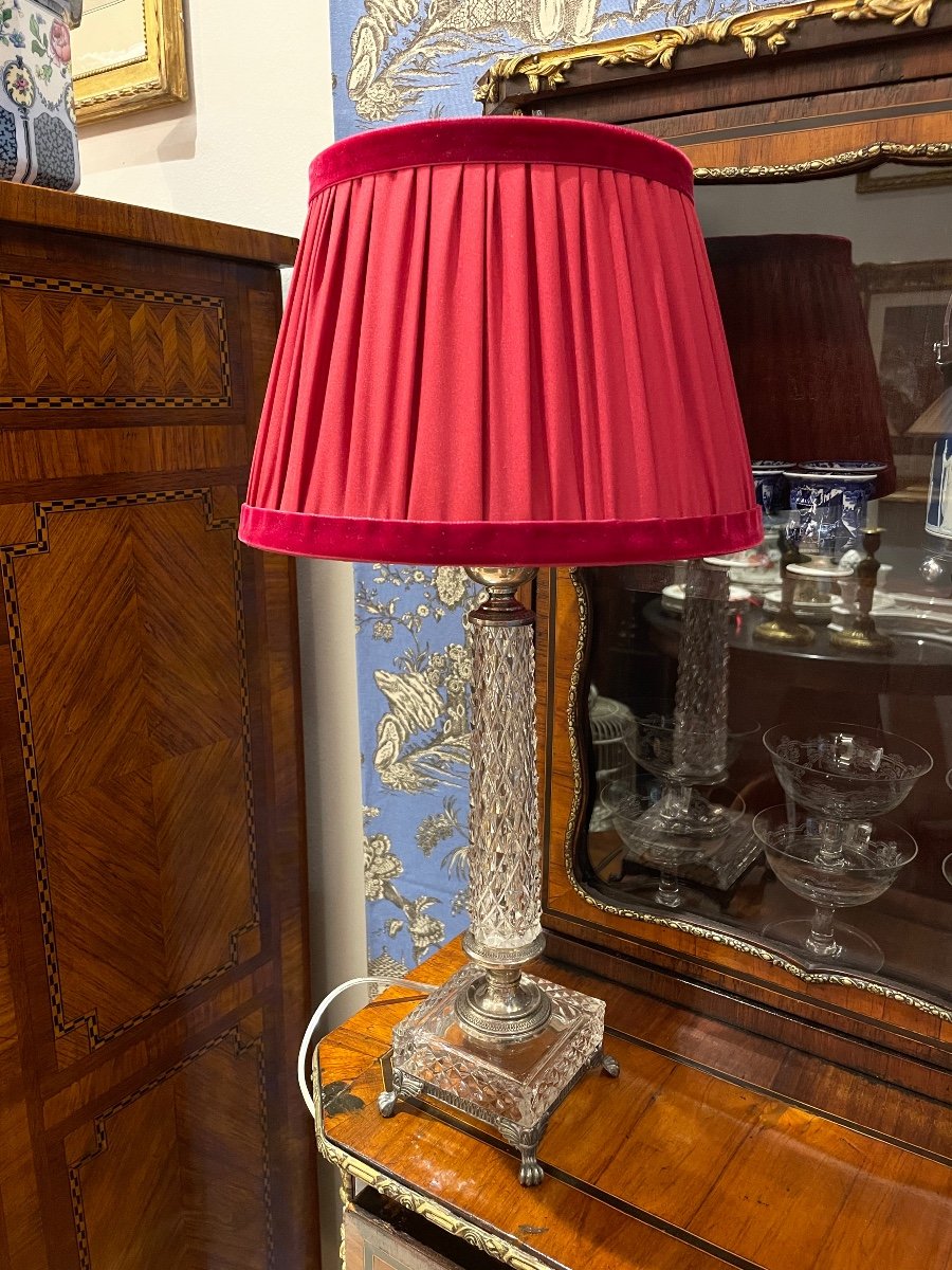 Lampada in argento 800 e vetro diamantato