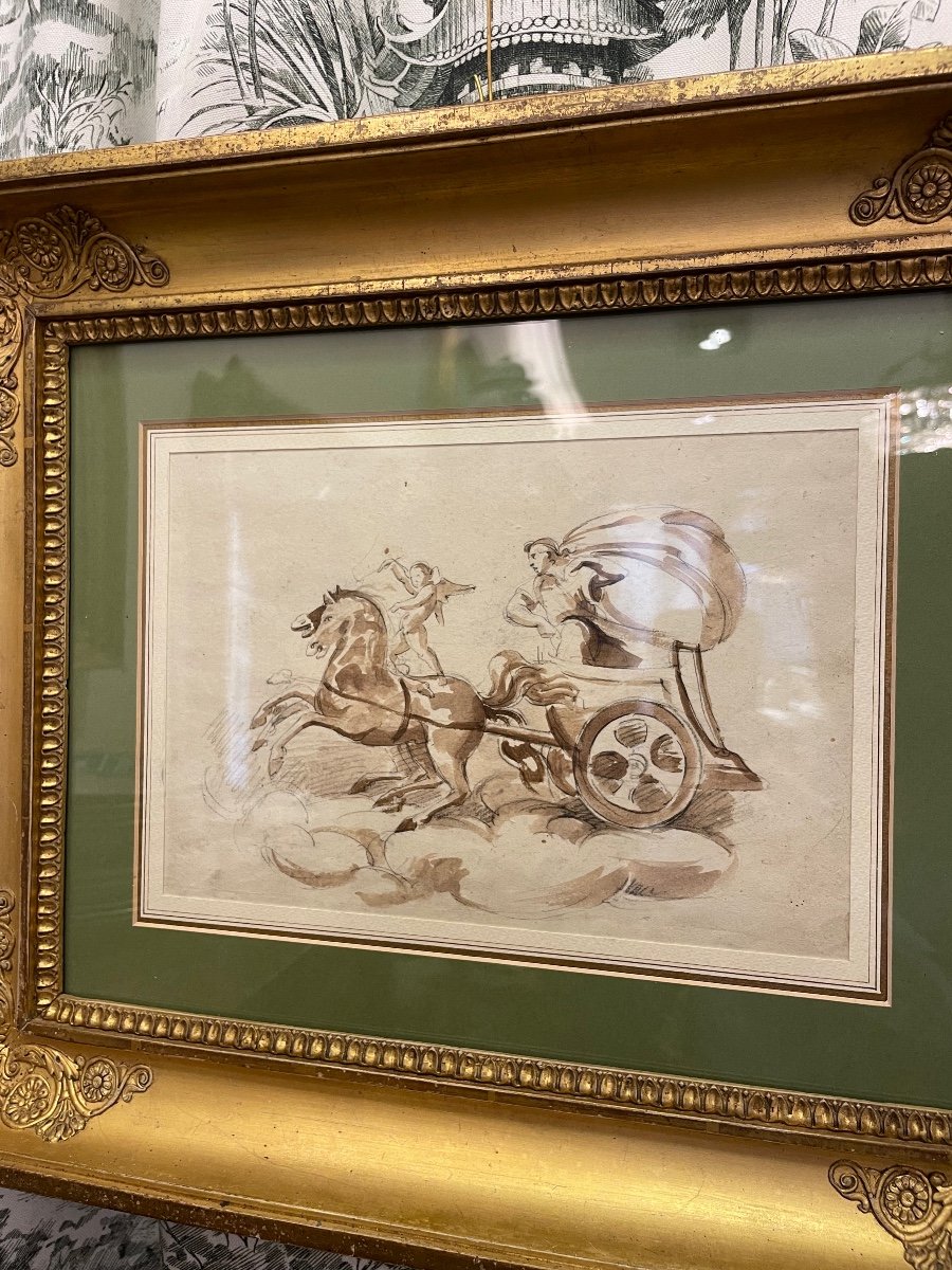Disegno a matita acquerellato a mano del XVIII sec raffigurante scena Romana-photo-2