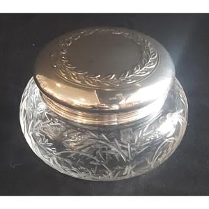 Small Cut Crystal Candy Box With Silver Lid