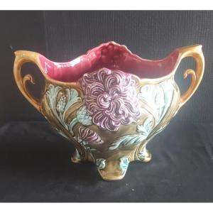 Barbotine Plante From The Onnaing Earthenware Factory 